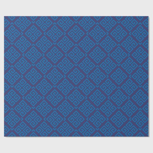Monogram grafische blauwe grijze belangrijke geome cadeaupapier (Vlak)