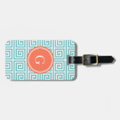 Monogram grafische blauwgroen grijze belangrijke g bagagelabel (Voorkant horizontaal)