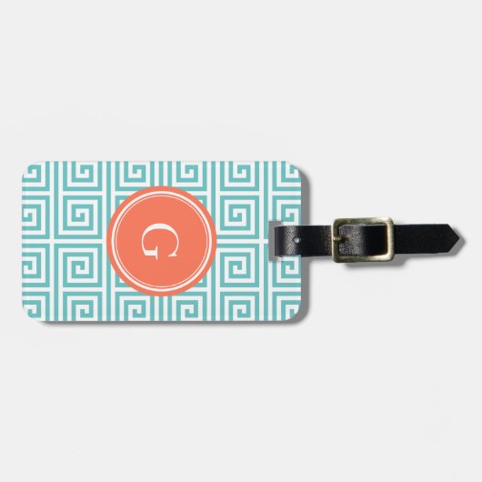 Monogram grafische blauwgroen grijze belangrijke g bagagelabel (Voorkant horizontaal)