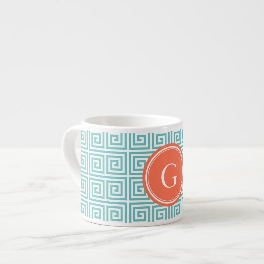 Monogram grafische blauwgroen grijze belangrijke g espresso kop (Links)