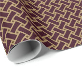 Monogram grafische bruine herringbone geometrische cadeaupapier (Rol Hoek)