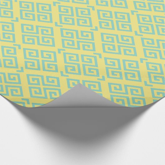 Monogram grafische gele griekige belangrijke geome cadeaupapier (Hoek)