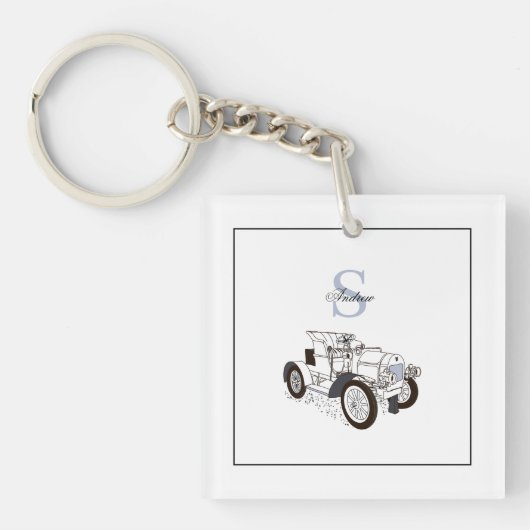 Monogram grafische kaart - Aangepaste zwarte auto Sleutelhanger (voorkant)