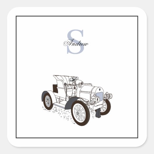 Monogram grafische kaart - Aangepaste zwarte auto Vierkante Sticker (Voorkant)