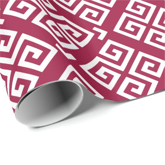 Monogram grafische rode grijze belangrijke geometr cadeaupapier (Rol Hoek)