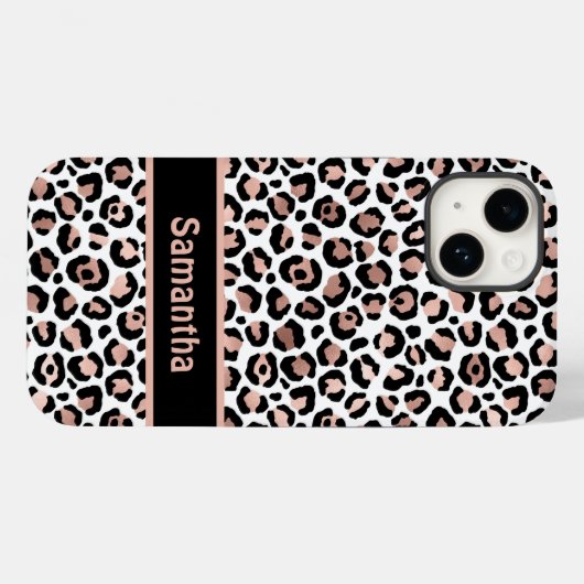 Monogram grafische Roos Gold en zwarte luipaard af Case-Mate iPhone Case (Achterkant (horizontaal))