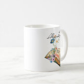 Monogram  grafische tekenbloemen met boek koffiemok (Voorkant rechts)