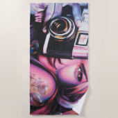Monogram Grafitti Woman met camera Strandlaken (Voorkant)