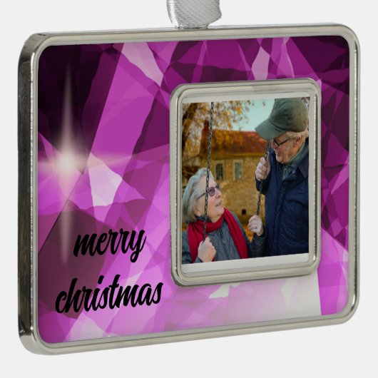 Monogram Grandma, opa kerstversiering Verzilverd Omlijst Ornament (Rechts)