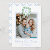 Monogram Grandmillennial Kerstkrans Lint Feestdagenkaart (Voorkant / Achterkant)