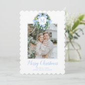 Monogram Grandmillennial Kerstkranslinten Feestdagenkaart (Staand voorkant)