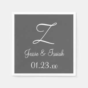 Monogram graniet grijs, eenvoudig kleurrijk papier servet