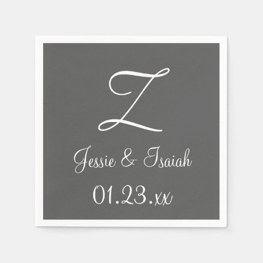 Monogram graniet grijs, eenvoudig kleurrijk papier servet (Voorkant)