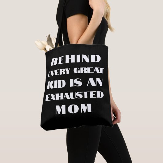 Monogram grappig beste moeder typografie zwart wit tote bag (Dichtbij)
