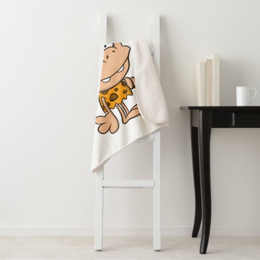 Monogram grappig cartoon kunstwerk Wit Bruin Sherpa Deken (In situ)