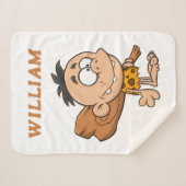 Monogram grappig cartoon kunstwerk Wit Bruin Sherpa Deken (Voorkant (horizontaal))