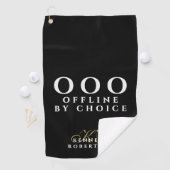 Monogram Grappig Eenvoudig OOO Zwart Wit Goud Here Golfhanddoek (Insitu)