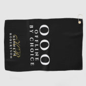 Monogram Grappig Eenvoudig OOO Zwart Wit Goud Here Golfhanddoek (Horizontaal)