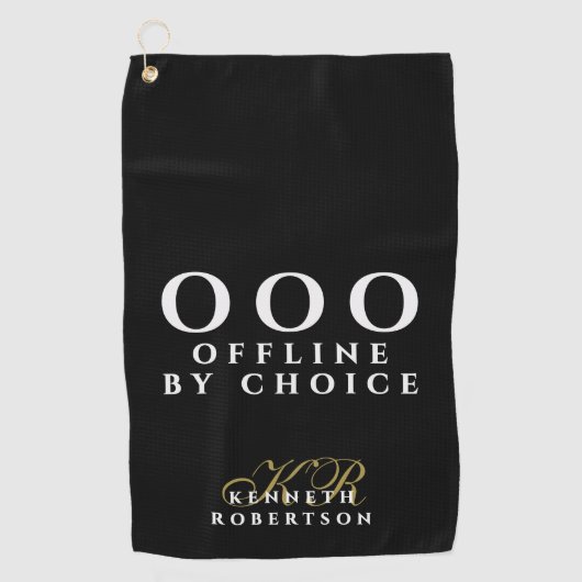 Monogram Grappig Eenvoudig OOO Zwart Wit Goud Here Golfhanddoek (Voorkant)