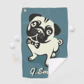 Monogram. Grappig Gentleman Pug met een Cute Bowti Golfhanddoek (Insitu)