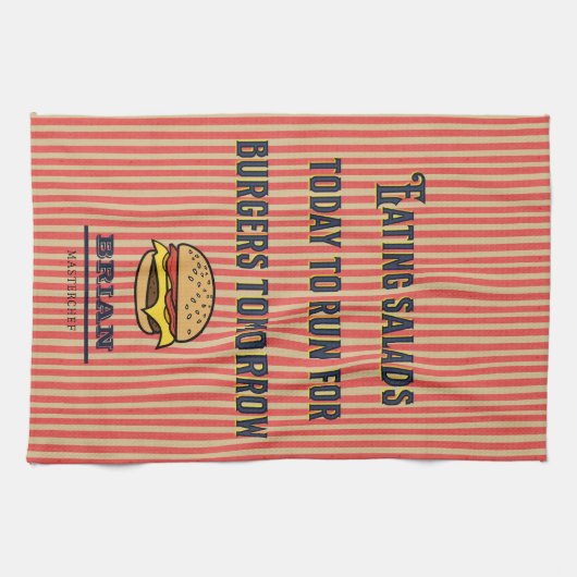 Monogram grappig gezegde Schattigee  illustratie Theedoek (Horizontaal)