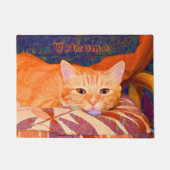Monogram Grappig Leuk Helder Oranje Tabby Cat Deurmat (Voorkant)