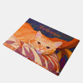 Monogram Grappig Leuk Helder Oranje Tabby Cat Deurmat (Schuin)