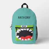 Monogram grappige cartoon Groen Blauw Bedrukte Rugzak (Voorkant)