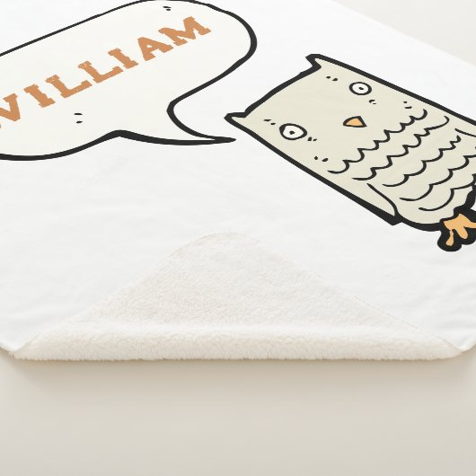 Monogram grappige hand getekende kleine uil sherpa deken (3/4)