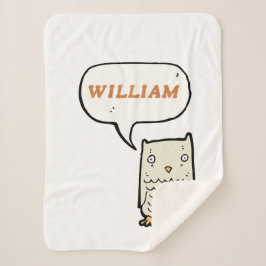 Monogram grappige hand getekende kleine uil sherpa deken