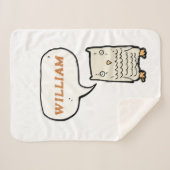 Monogram grappige hand getekende kleine uil sherpa deken (Voorkant (horizontaal))