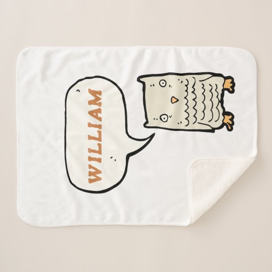 Monogram grappige hand getekende kleine uil sherpa deken (Voorkant (horizontaal))