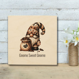 Monogram Grappige Koffie Kabouter Bruin Wit Cadeau Hout Afdruk