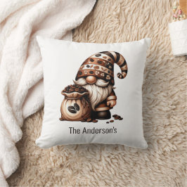 Monogram Grappige Koffie Kabouter Bruin Wit Cadeau Kussen