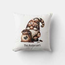 Monogram Grappige Koffie Kabouter Bruin Wit Cadeau Kussen