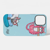 Monogram Grappige Whimsical Cats Trendy Modern iPhone Hoesje (Achterkant horizontaal)