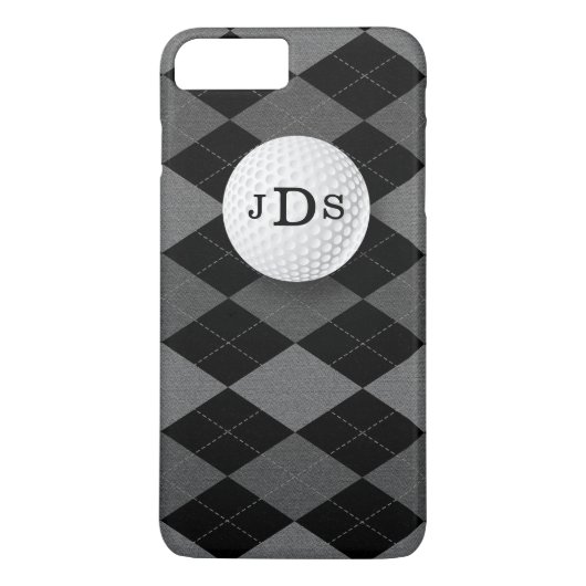 Monogram Gray Argyle, Golf Ball iPhone 7 Hoesje (Achterkant)