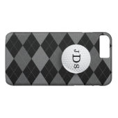 Monogram Gray Argyle, Golf Ball iPhone 7 Hoesje (Achterkant (Horizontaal))