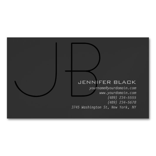 Monogram Gray Black Consultant Modern minimalist Magnetisch Visitekaartje (Voorkant)