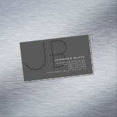 Monogram Gray Black Modern Initiaal Magnetisch Visitekaartje (Voorbeeld)