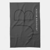 Monogram Gray Black Modern Initiaal Theedoek (Verticaal)