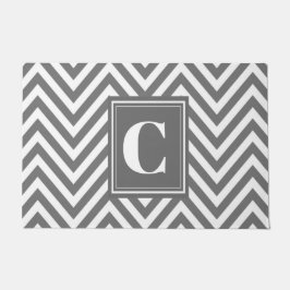 Monogram Gray Chevron Doormat Deurmat