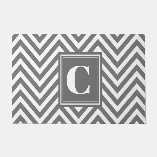 Monogram Gray Chevron Doormat Deurmat (Voorkant)