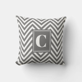 Monogram Gray Chevron Sierkussen