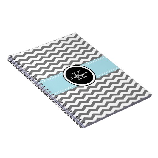 Monogram Gray Chevron Spiral notebook Notitieboek (Rechterzijde)