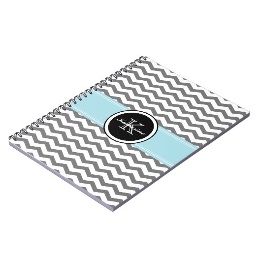 Monogram Gray Chevron Spiral notebook Notitieboek (Linkerzijde)