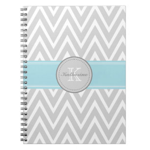 Monogram Gray Chevron Spiral notebook Notitieboek