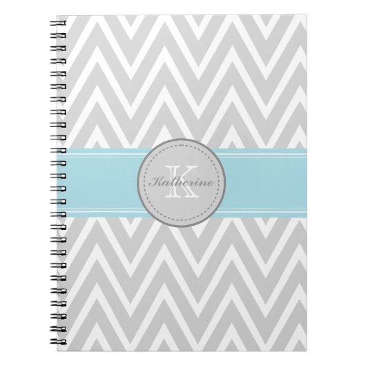 Monogram Gray Chevron Spiral notebook Notitieboek (Voorkant)