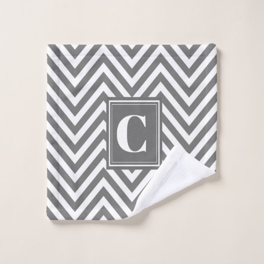 Monogram Gray Chevron Wash Cloth Washandje (Wasdoekje)