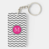 Monogram Gray Chevron Zigzag AcrylSleutelhanger Sleutelhanger (achterkant)